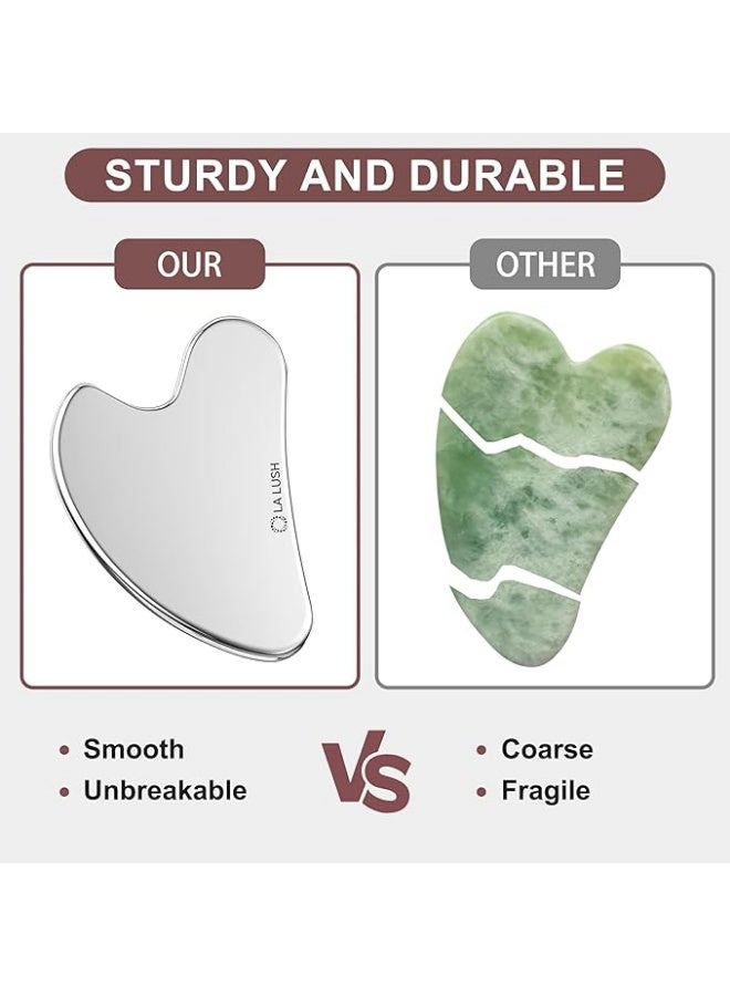 LA LUSH 304 Stainless Steel Gua Sha – Facial & Body Massage Tool for Sculpting, Lymphatic Drainage, Jawline & Chin Lift, Muscle Tension Relief, and Skin Care - Image 3